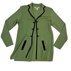 Exclusively Misook green knit cardigan light green faux button knit XS